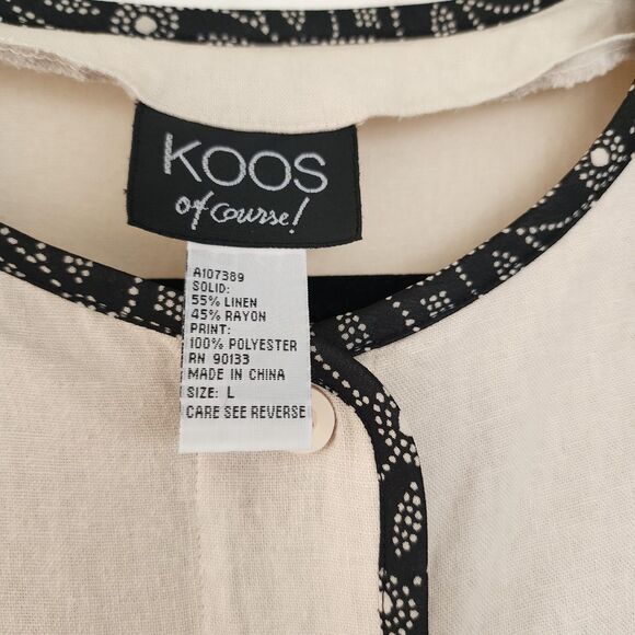 Koos Of Course Womens Linen Jacket  L Neutral Tan Beige Lightweight Embroidered - Picture 3 of 13